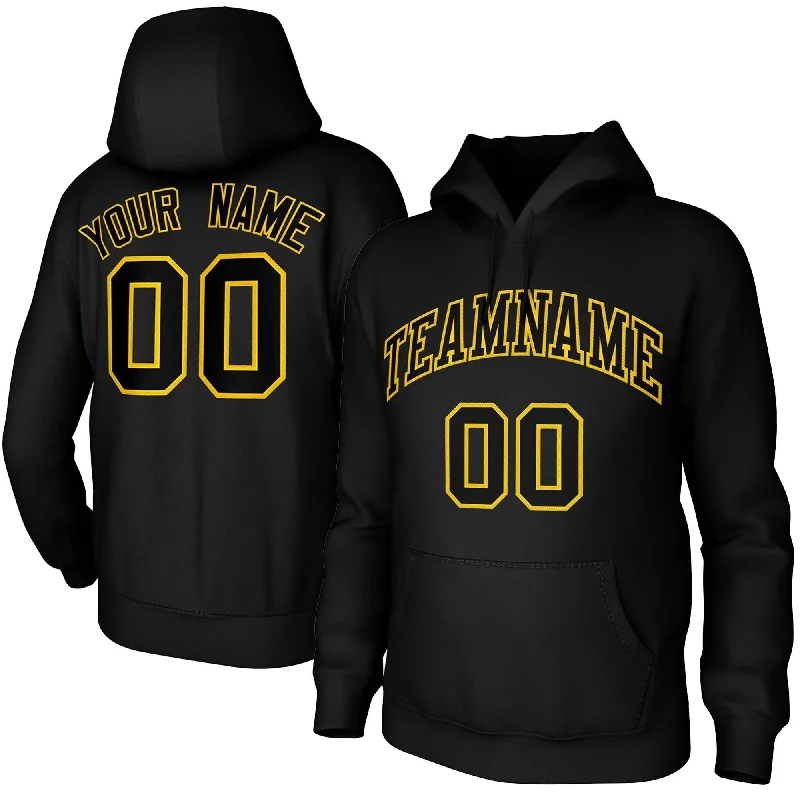 Fun and cute Custom Black Yellow Classic Style Training Uniform Pullover Hoodie