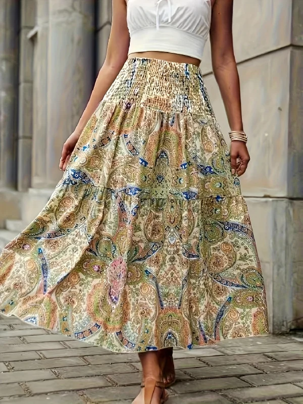 Street Fashion Style The Dreamy Tier Paisley High Waist Skirt