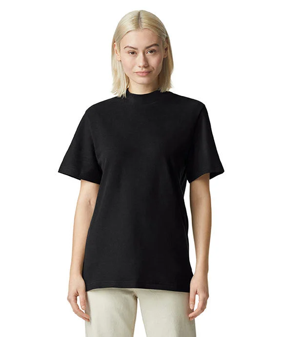 Street Style Suit 1PQ - American Apparel Unisex Mockneck Pique T-Shirt | Black