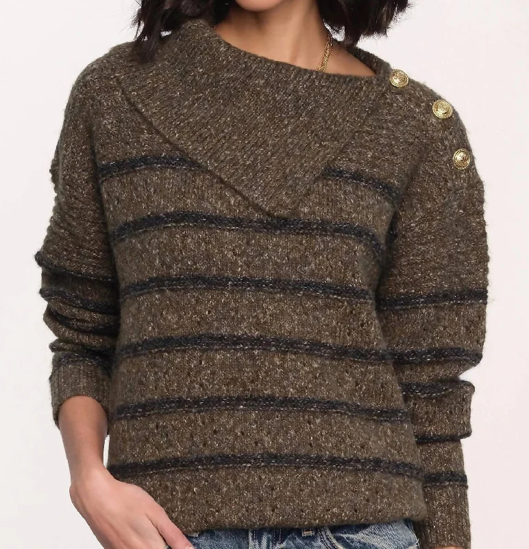 Retro Dress Matilde Striped Sweater In Olive