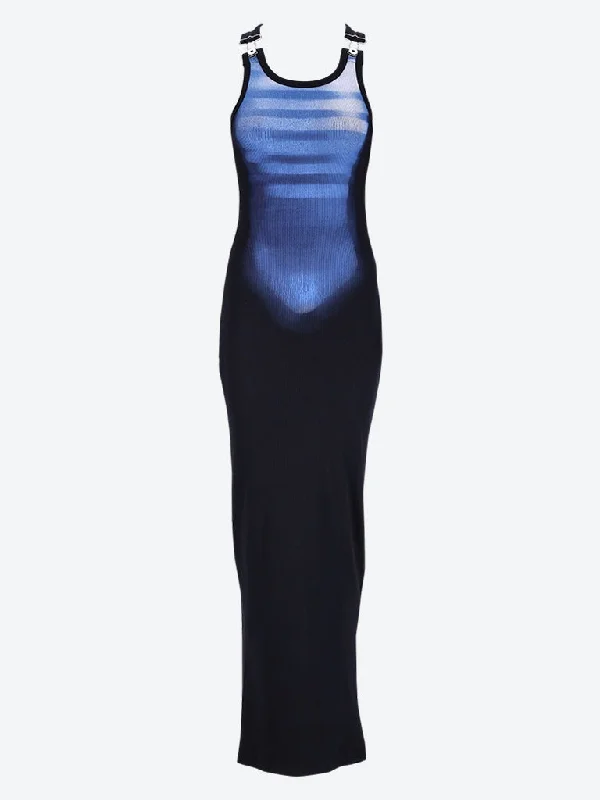 Classic style Le male printed cotton ribbed long dress