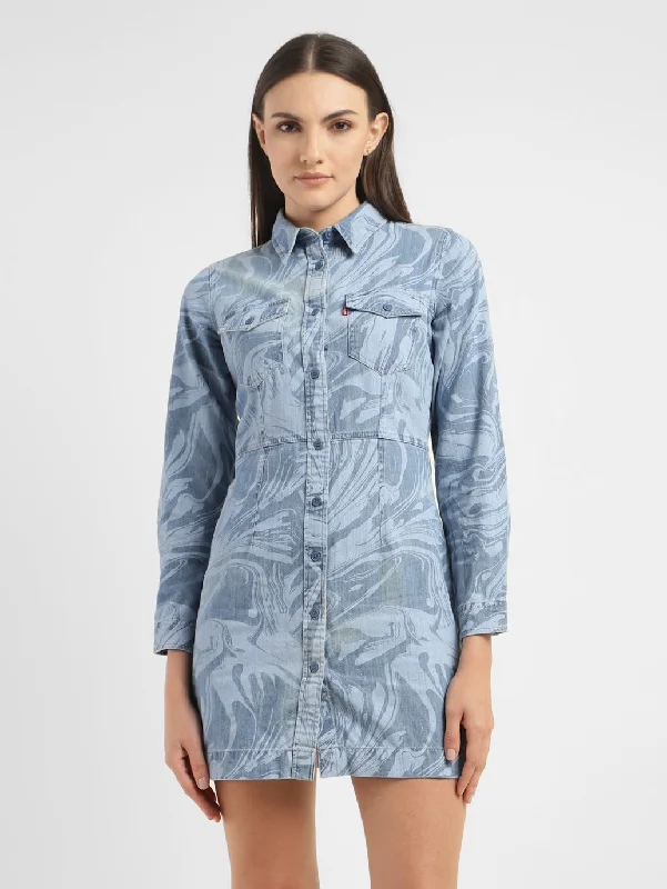 Minimal Comfort Women's Printed Spread Collar Dress