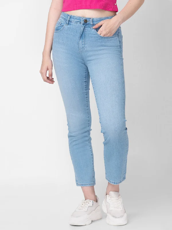 High-end Fabrics Spykar Women Light Blue Cotton Slim Straight Fit Ankle Length Jeans (Emma) High-end Fabrics Spykar Women Light Blue Cotton Slim Straight Fit Ankle Length Jeans (Emma)