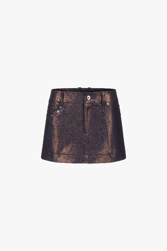 Dessert Matching Indigo Bronze A-Line Mini Skirt