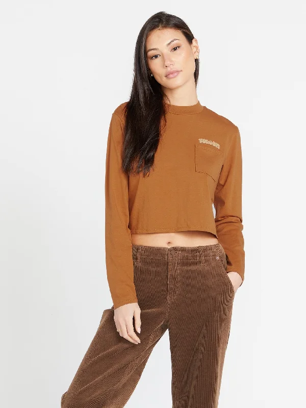 Fashion Design Pocket Dial Long Sleeve Shirt - Bronze
