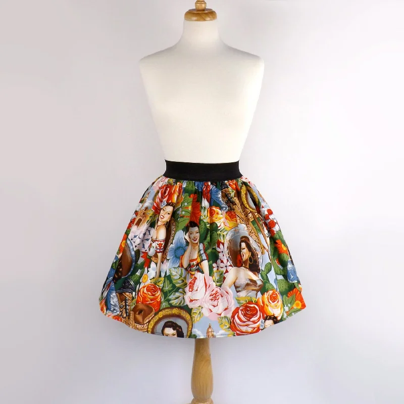 Modern Chic Mexican Senoritas pleated Skirt # S-AP721