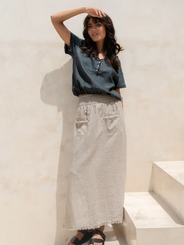 Sexy Fun Aurora French Linen Skirt Flax