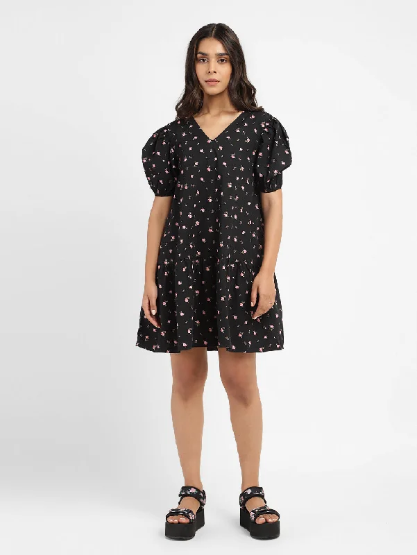 Romantic And Sweet Women's Floral Print Round Neck Dress