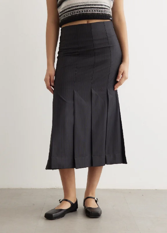 Modernism Melange Stripe Suiting Midi Skirt