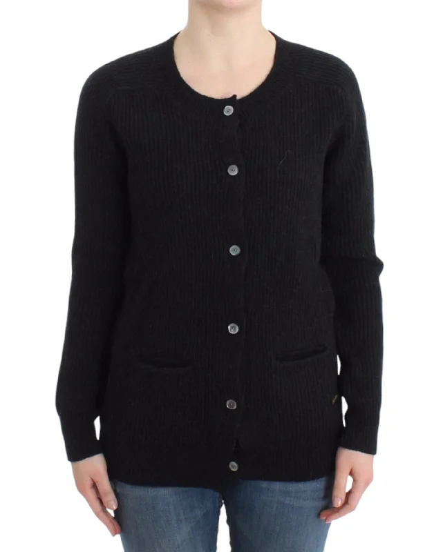 Exquisite Tailoring John Galliano Chic clear Back Woolen Women's Cardigan