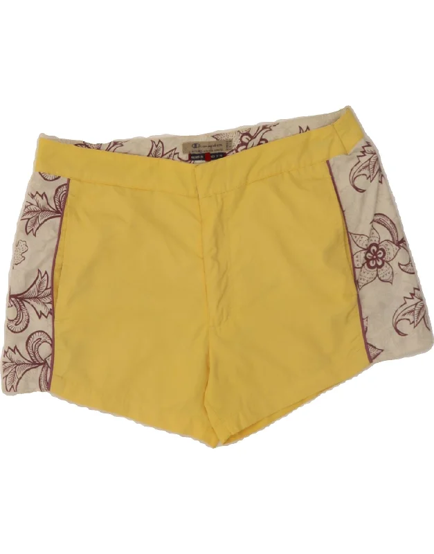 Comfortable Mind CHAMPION Womens Casual Shorts UK 16 Large W34 Yellow Floral
