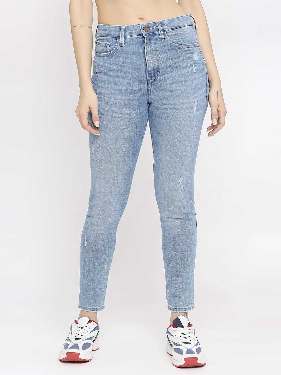 Fashionable and versatile Spykar Women Light Blue Lycra Skinny Fit - Low Distressed Mid Rise Jeans-(Adora) Fashionable and versatile Spykar Women Light Blue Lycra Skinny Fit - Low Distressed Mid Rise Jeans-(Adora)
