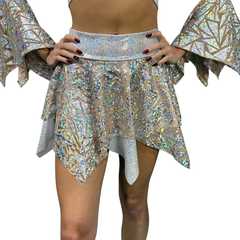 Effortless Style Pixie Skirt for Fairy Costume in Triangle Holographic Mesh