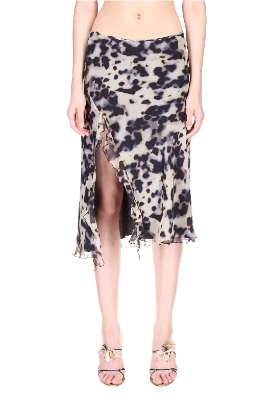 Fashion Must-have Tortoise Ruffled High Slit Skirt