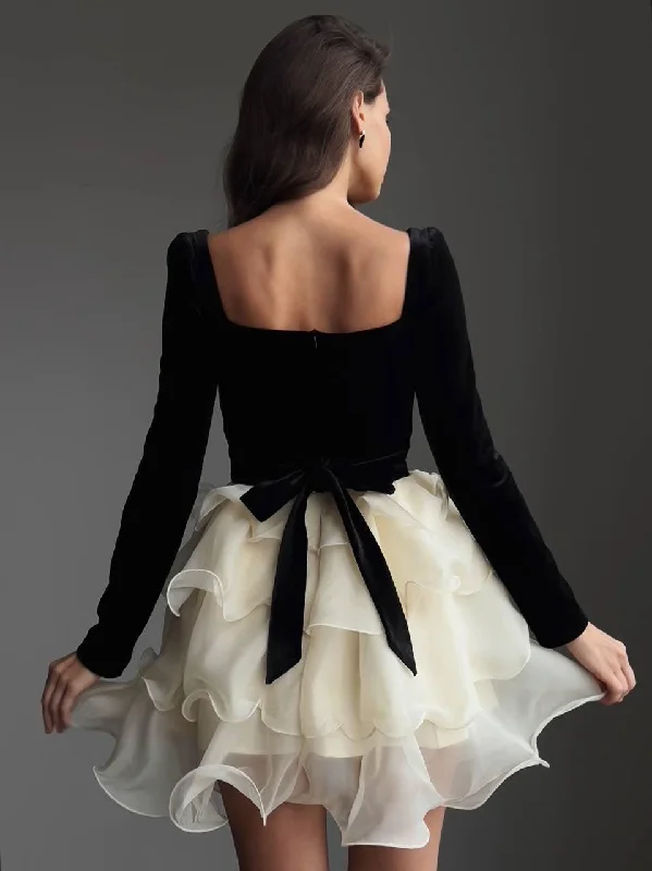 Amazing design Stunning Black-White Contrast Dress