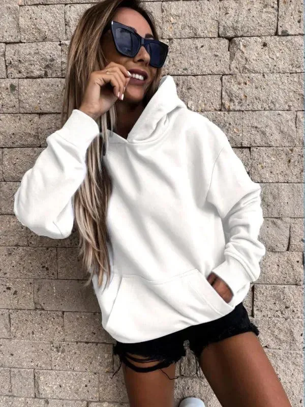 Exquisite Details Solid Warm Women Hoodie