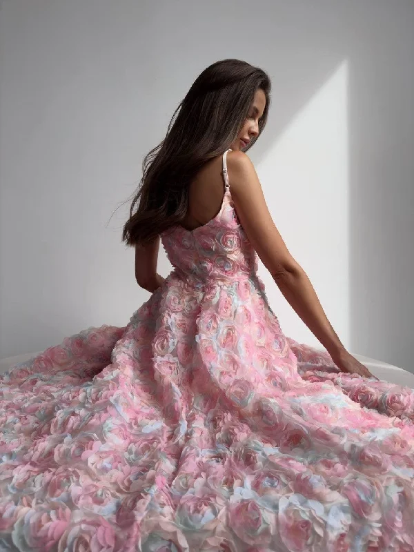 Fashionable sports Elegant Floral Midi Pink Dress
