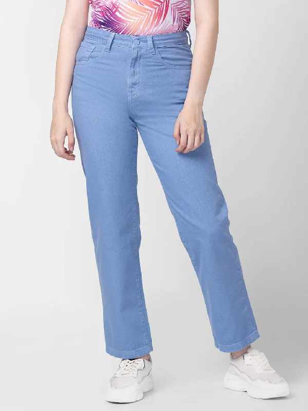 Trendy and versatile Spykar Women Pastel Blue Cotton Straight Fit Regular Length Jeans (Bella)