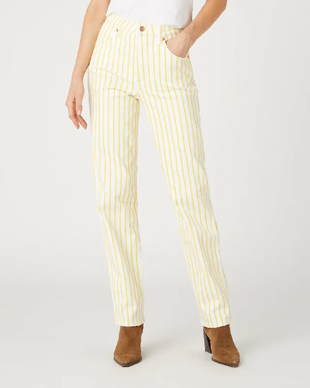 Low-key Luxury Wrangler Womens Mom Straight Fit Jeans - Sunshine Stripes