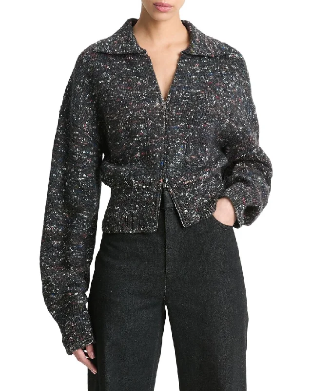 Hip-hop Style Vince Donegal Zip Wool & Silk-Blend Jacket
