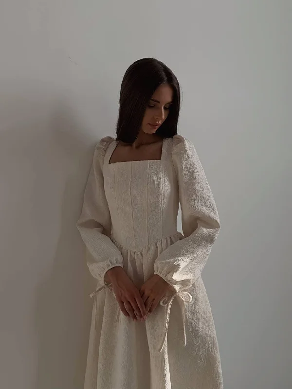 Creative Style Elegant Square Neck Midi Dress
