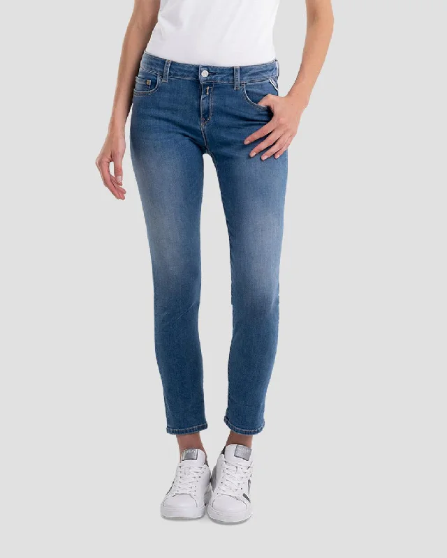 Skirt style Replay Womens Faaby Slim Fit Jeans - Medium Blue