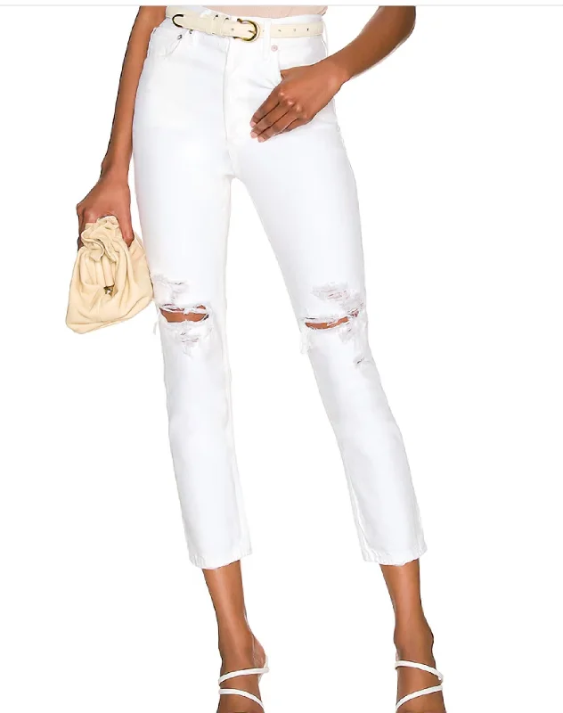 Retro Style Riley High Rise Straight Leg Crop Jeans In Slant