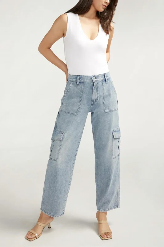 Elegant Classic Utility Cargo Mid Rise Straight Leg In Indigo
