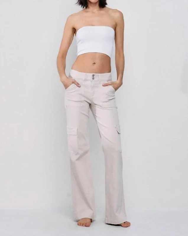 Sports fitness shoes Mid Rise Bootcut Cargo Pant In Whisper White