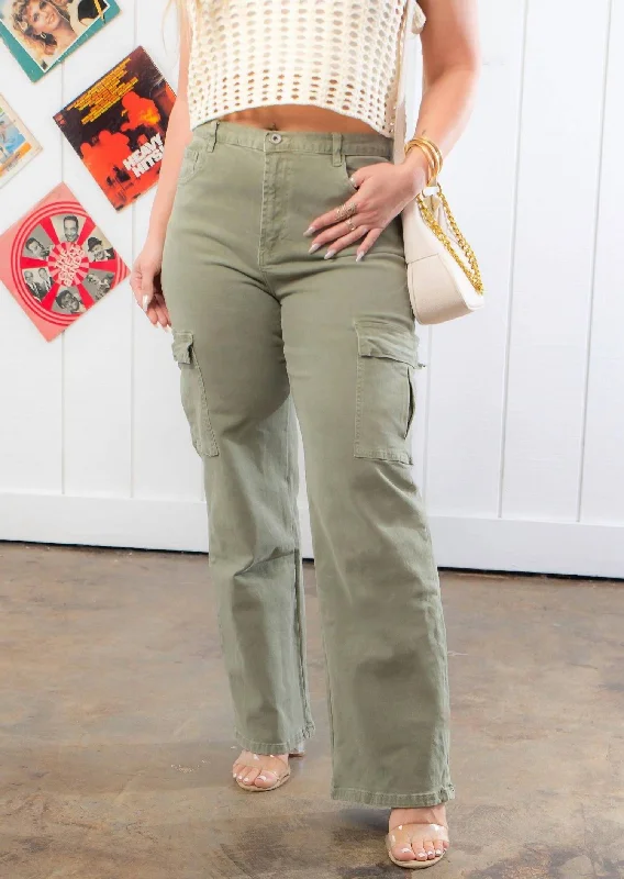 Street Vertical And Horizontal Design Stevie Cargo Straight Jean In Olive