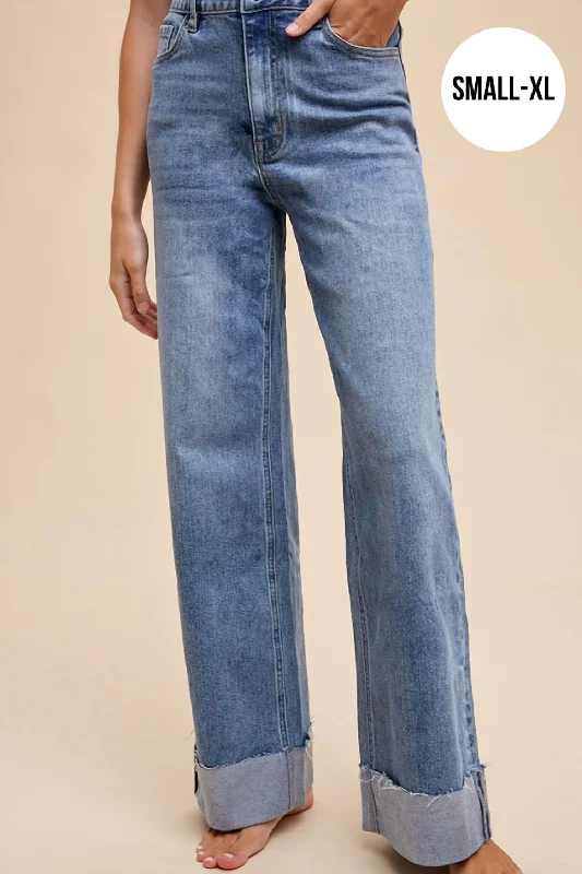 Alice style Cuffed 90S Style Denim In Blue