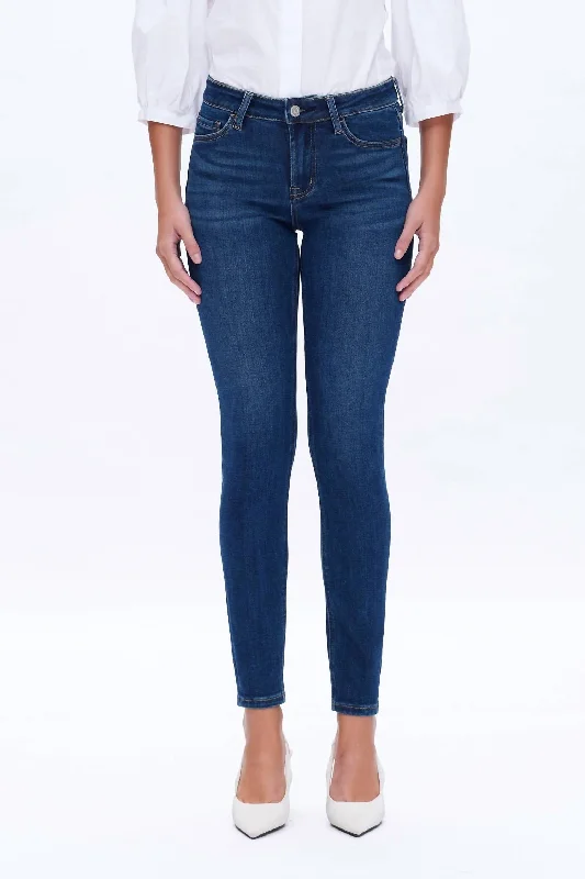 Retro Woolen Jacket Emily Mid Rise Skinny Jeans In Blue