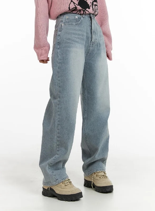 Retro Skirt Design Classic Washed Straight Jeans CM419