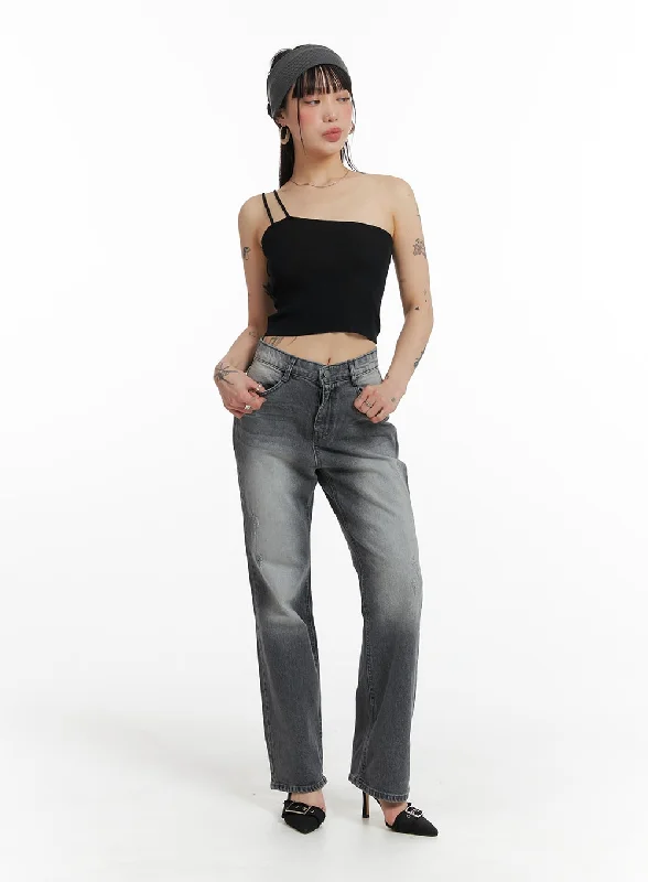 Street Style Suit Classic Washed Straight Jeans IF426