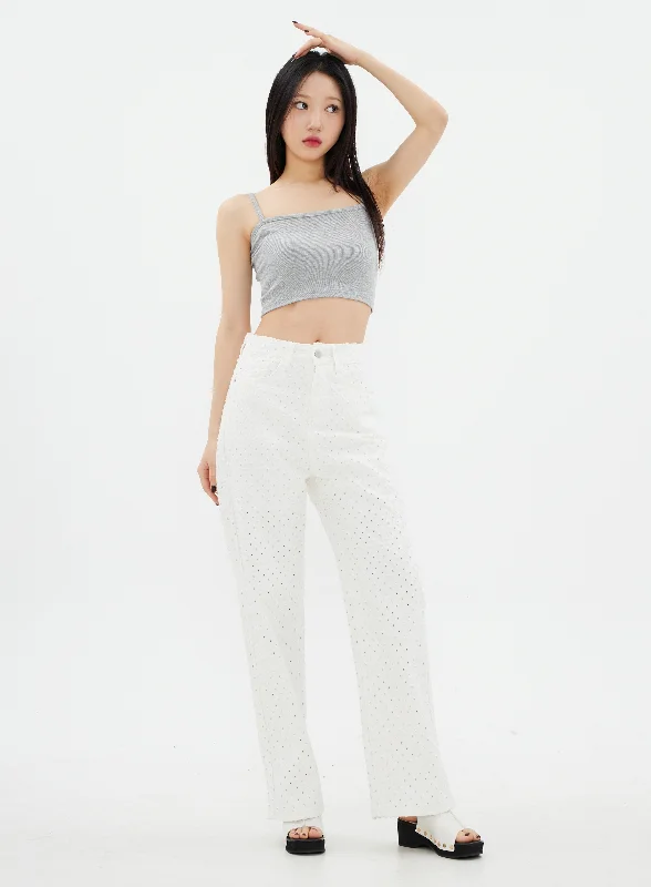 High-end atmosphere Lewkin Basic White Pants K2302