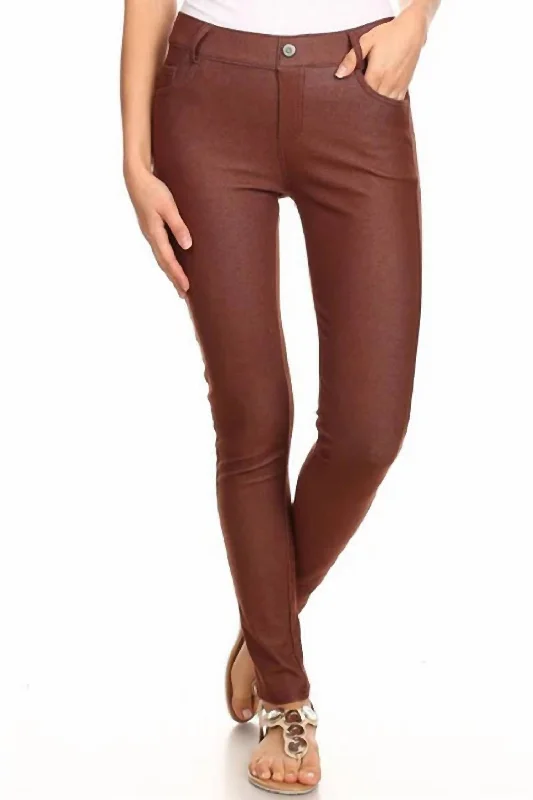 Literary Style Skinny Jeggings In Coffee