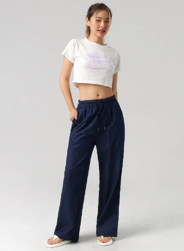 Stand-up collar design Denim Track Pants CU329